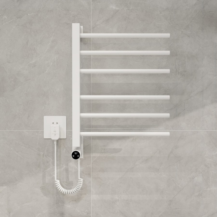 espacio transfronterizo aluminio inteligente toalla de calentamiento eléctrico calefacción de temperatura constante inodoro sin perforación estante giratorio de acero inoxidable