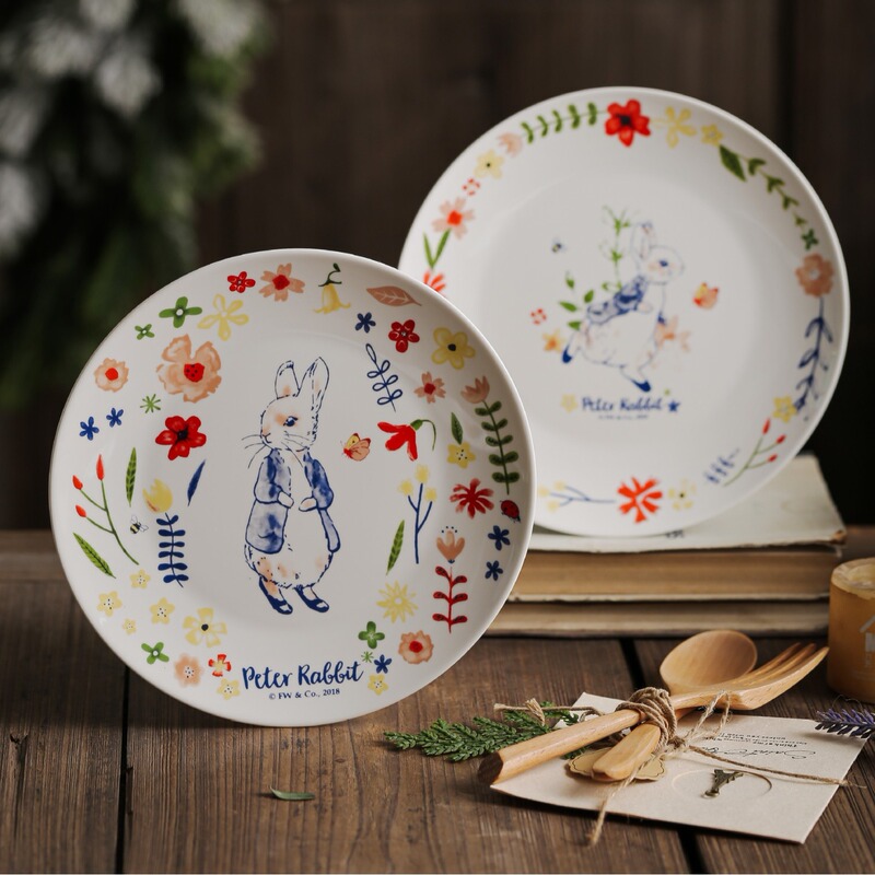 Export South Korea Ceramic Dinner Plate Ins Style Tableware Japanese Cartoon Plate Rabbit Plate Cute Dinner Plate Household Ceramic Plate