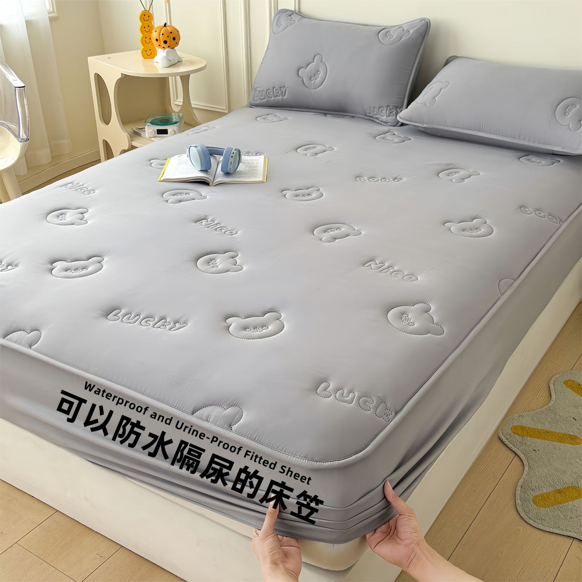 Todo incluido Cama de diafragma impermeable clase A Casa de algodón puro grado madre y bebé dormir desnudo máscara de cama de algodón antibacteriano cubierta de colchón una sola pieza