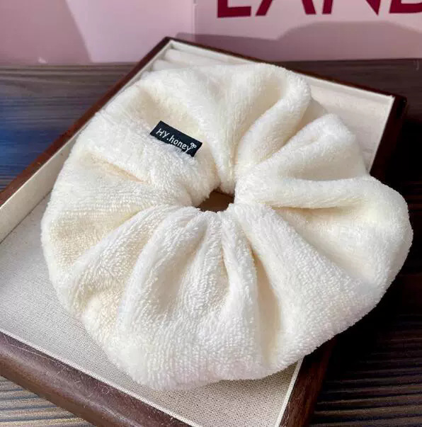 加大号大毛巾发圈干发大肠发圈女气质简约秋冬丸子头发带毛绒发饰|undefined