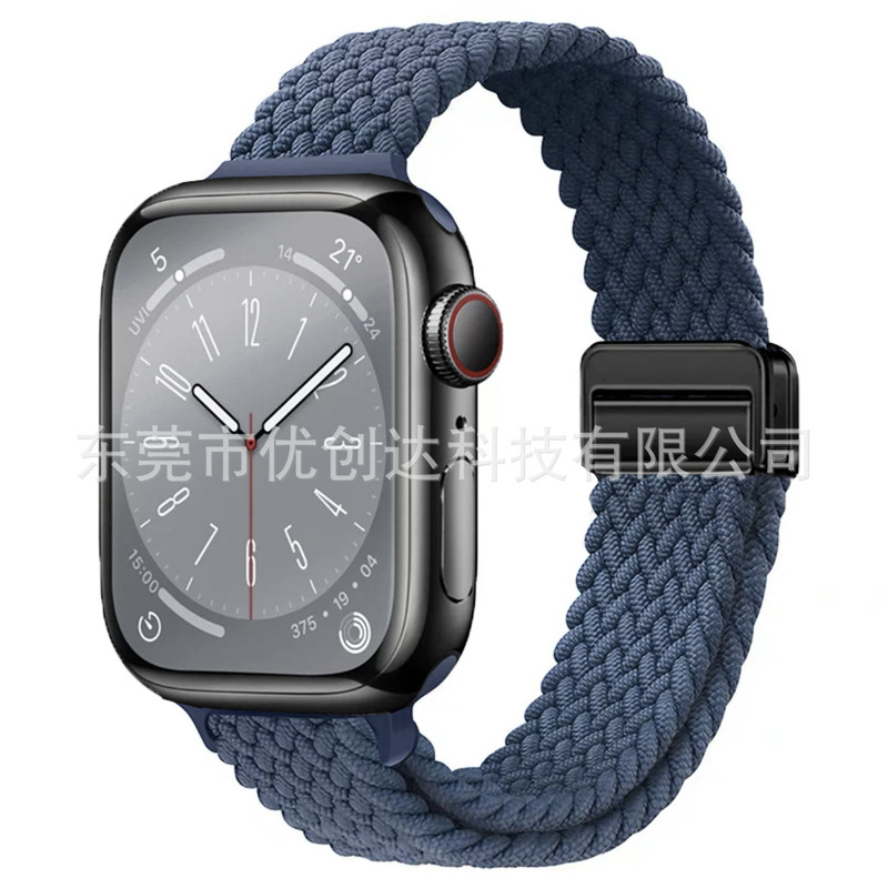 适用苹果applewatch小蛮腰磁吸扣编织表带9876可调节松紧女生表带|undefined
