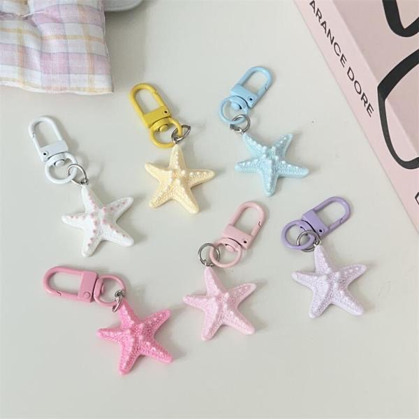 Nuevo lindo estereoscópico estrella de mar llavero de dibujos animados corazón de niña bolsos colgantes accesorios de regalo de pareja