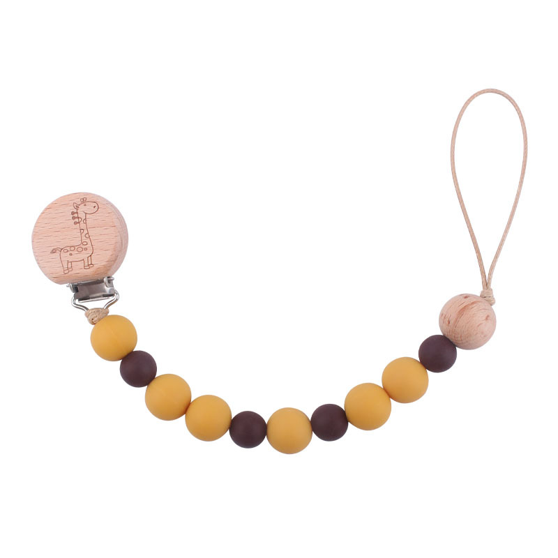 Bebé de dibujos animados animal clip de haya calmante bebé animal mordedor pulsera mordedura pegamento pezón anti-caída traje de cadena