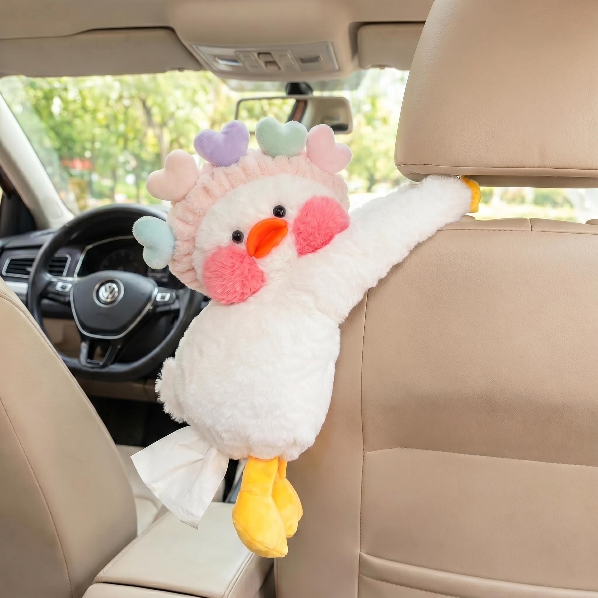 Car Tissue Box Cartoon Cute Duck Interior Accessories Convenient Chair Back Hanging Multifunctional Car Hanging Tissue Pumping