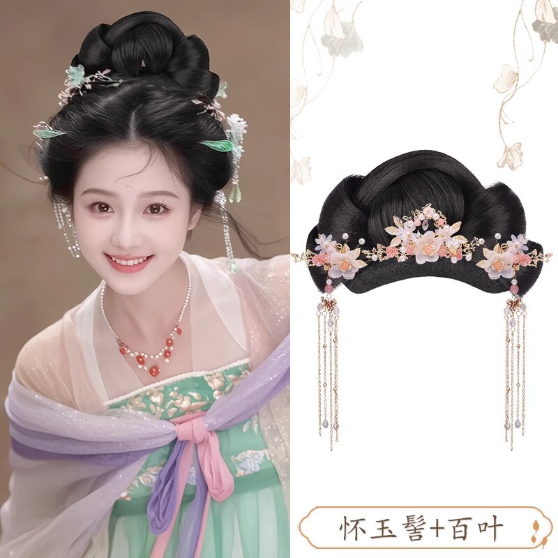 汉服假发古风一体式全发丝发包明制唐风古装发髻盘发造型垫发包女|undefined