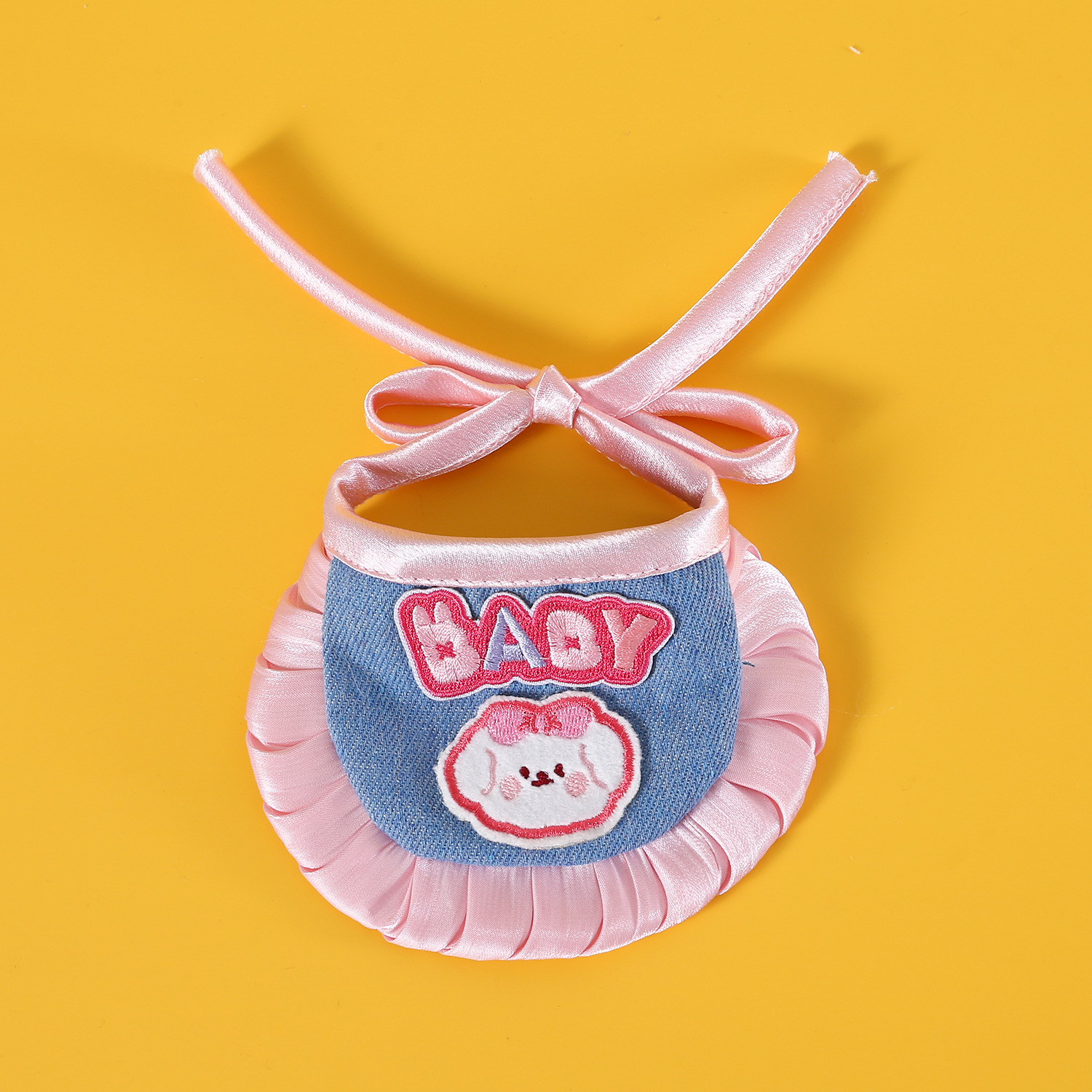Perro de mascota Meca Teddy vaquero bordado boina de encaje cachorro lindo bib bib gatito princesa viento