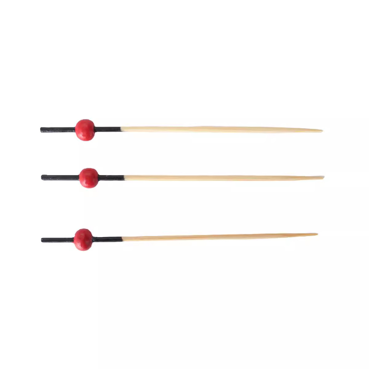 100 unids/pack desechables palo de fruta verde cabeza Rojo Negro varilla de pintura varilla bola roja perlas creativo cóctel palo merienda palo