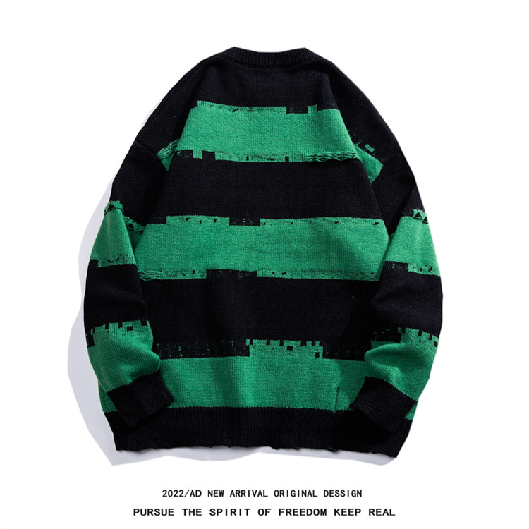 Men's Clothing Men's Oversized Knit Sweater - Trendy Unisex Casual Pullover With Stylish Jacquard Design, Comfortable Loose Fit For Autumn & Winter​_viptrois.com