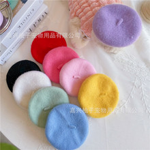 ins风纯色宠物头套画家羊毛帽子狗狗猫咪贝雷帽迷你装饰拍照头饰