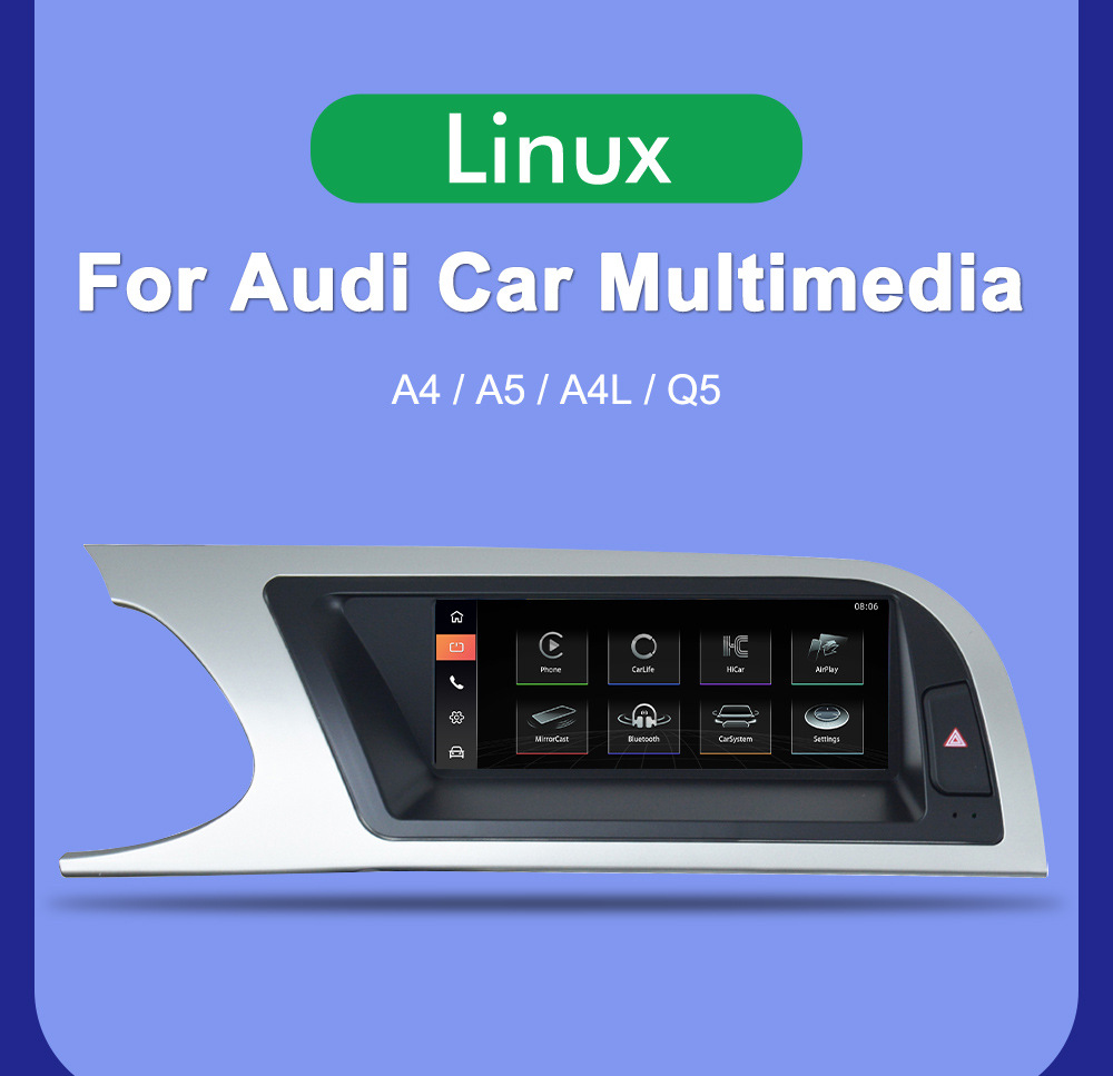 Suitable for Audi Series Linux System Car Navigation All-In-One Machine Supports Carplay Central Control Large Screen Navigator