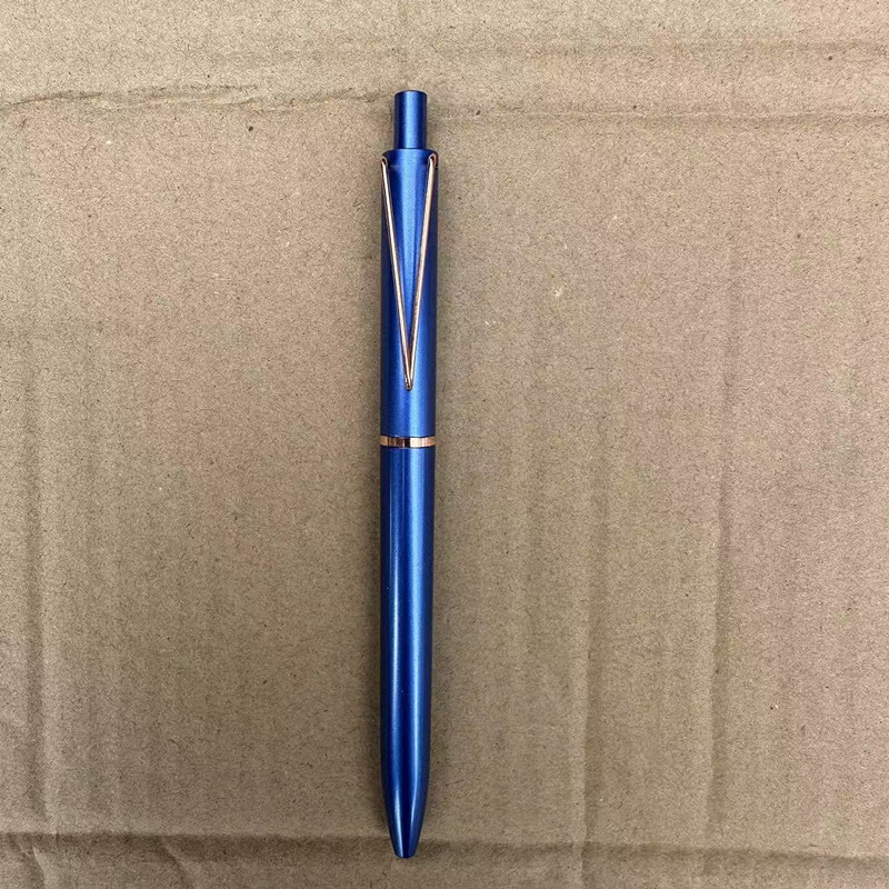 Inventario de alta gama pesada sensación de mano pulsable bolígrafo neutro comercial de alta calidad publicidad bolígrafo de firma logotipo de impresión de escritorio lote