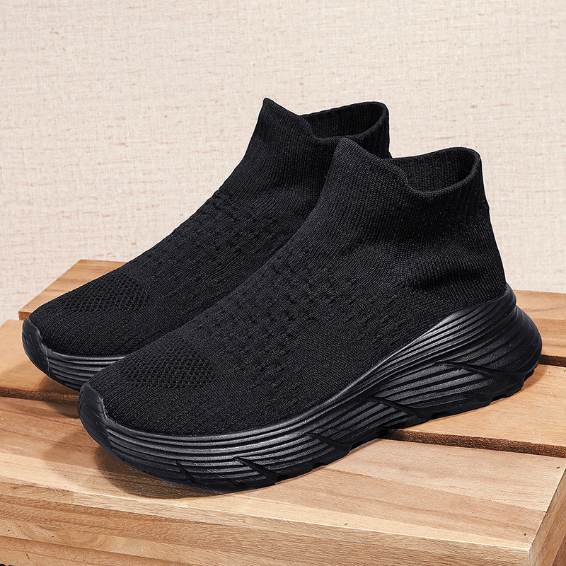 Cross-Border New Style Fly-Knit Socks Shoes for Men and Women, Breathable and Wear-Resistant Slip-On Couple Shoes, Lightweight Casual Sports Shoes for Men