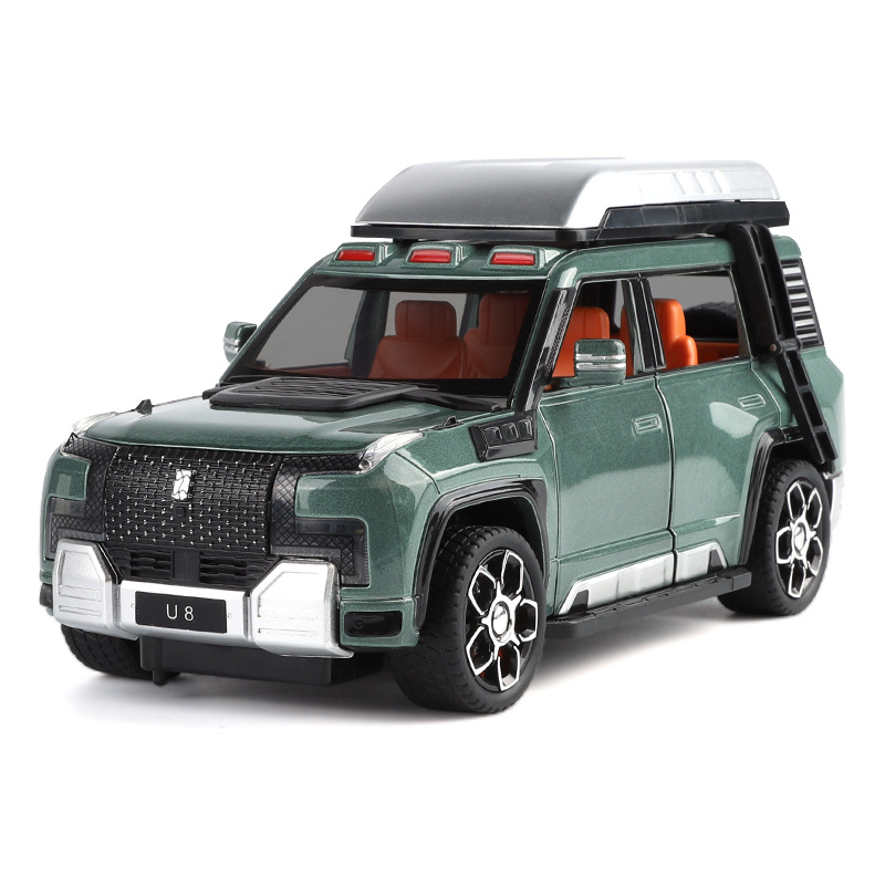 1 / 24 Mirando hacia arriba U8 modelo de automóvil off-road simulación de nueva energía modelo de automóvil de aleación de tren para niños adornos de automóviles