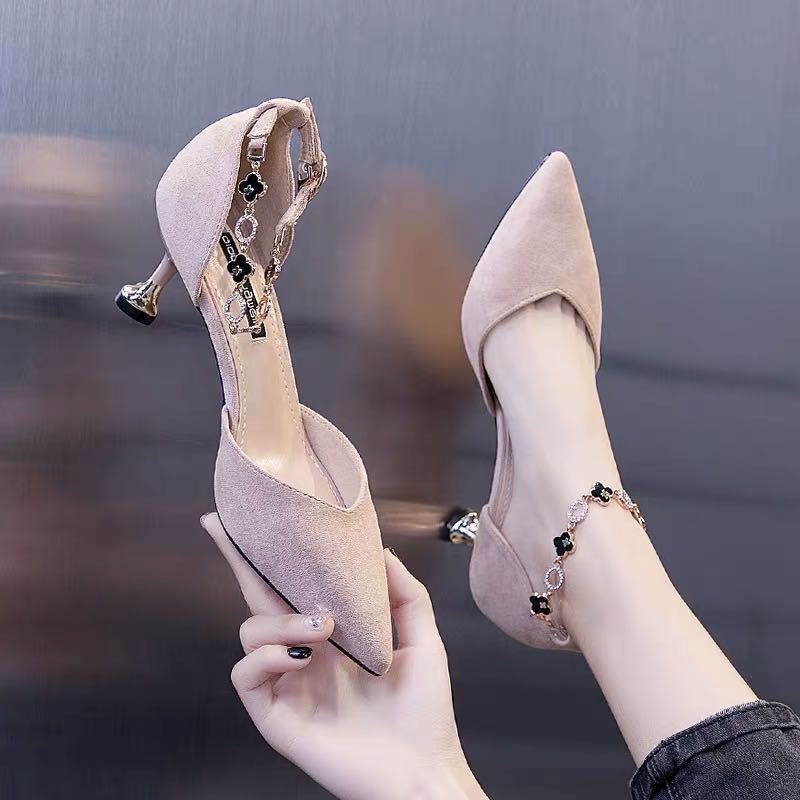 British style all-match buckle sandals for women 2023 new western style all-match niche fashion high heels