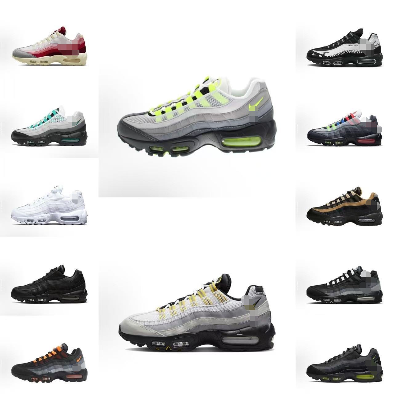 Trendy new Air retro MAX95 air cushion shoes, casual sports shoes for couples, men and women, breathable running shoes with shoelaces