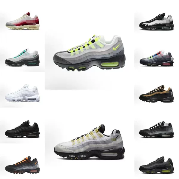 Trendy new Air retro MAX95 air cushion shoes, casual sports shoes for couples, men and women, breathable running shoes with shoelaces