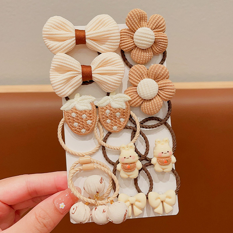 La banda de goma de la flor marrón de la leche de las muchachas de la venda de los niños no lastima el pelo banda elástica alta del pelo de la cola de caballo