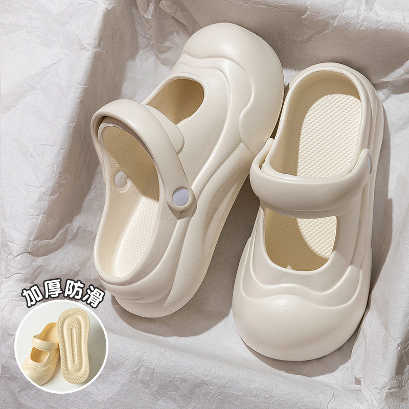 Mary Jane Baotou Slippers Summer Women's Ins Korean-style Hole Shoes Outdoor Non-slip EVA Slip-on Slippers