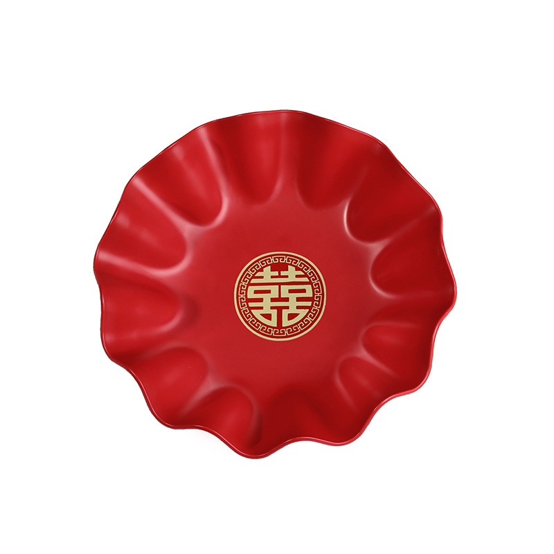 Productos de boda al por mayor nuevos platos de bodas chinos de encaje rojo platos de frutas secas platos de bodas grandes y medianos