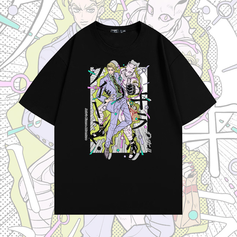 JOJO's wonderful adventure joint T-shirt undestroyed brick stone jiliangji Shadow Killer Queen student short sleeve couple wear JOJO's wonderful adventure joint T-shirt undestroyed brick stone jiliangji Shadow Killer Queen student short sleeve couple wear