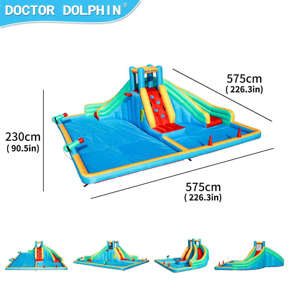Castillo Inflable Familiar Doctor Dolphin, Tobogán Inflable, Castillo Acuático Infantil para Interiores, Trampolín, Parque de Diversiones para Fiestas al Aire Libre