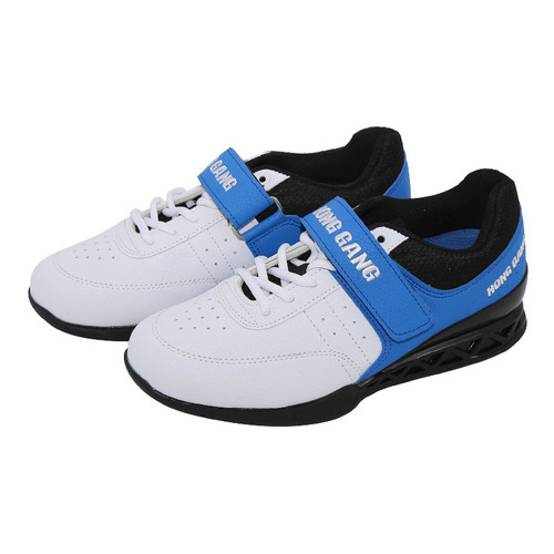 Weightlifting shoes, squat shoes, weightlifting and fitness deadlift squat shoes, gray, blue