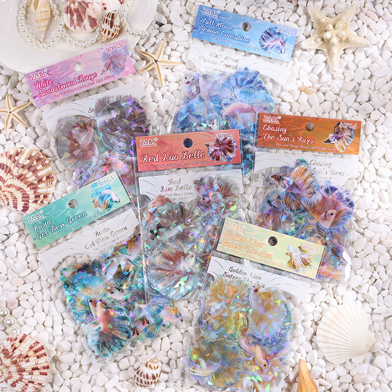 Fan-tail betina láser transparente impermeable pet manual pegatinas bolsa diy manual diario material decoración pegatinas betina