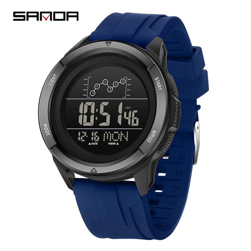 SANDA Sanda hoja electrónica multifunción reloj de despertador para estudiantes gran dial impermeable al aire libre reloj deportivo