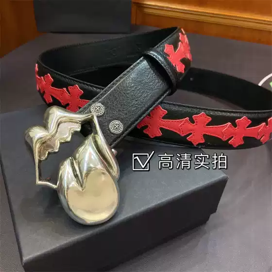 Cross Cross Cross Brass Silver Plated Tongue Hardware Belt Calfskin Belt Vintage Belt Width 3.8cm Trendy
