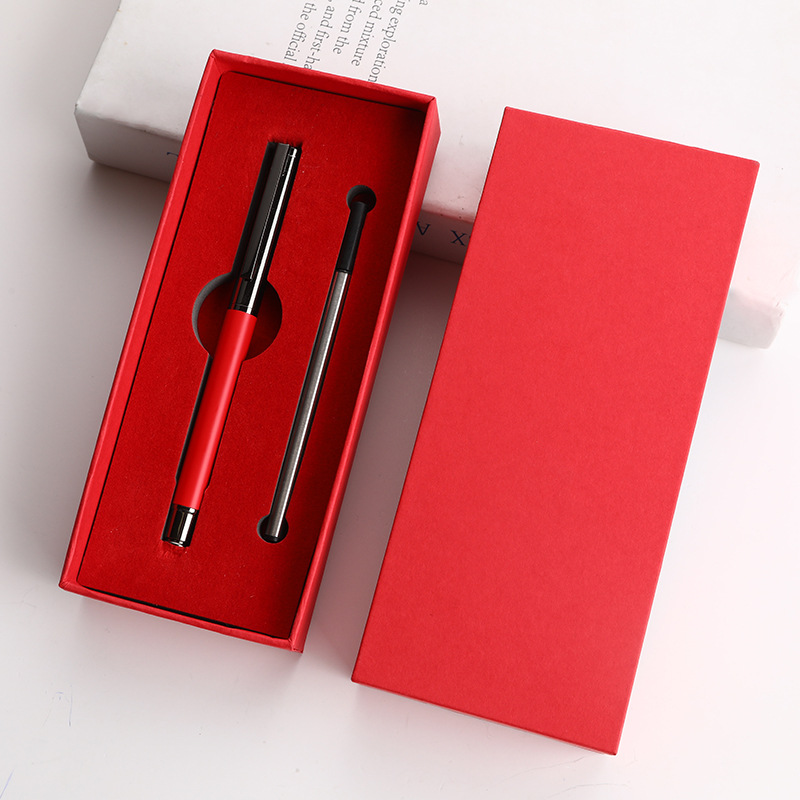Juego de alta calidad rojo regalos de negocios metal bolígrafo de firma bolígrafo personalizado logotipo publicitario bolígrafo neutro
