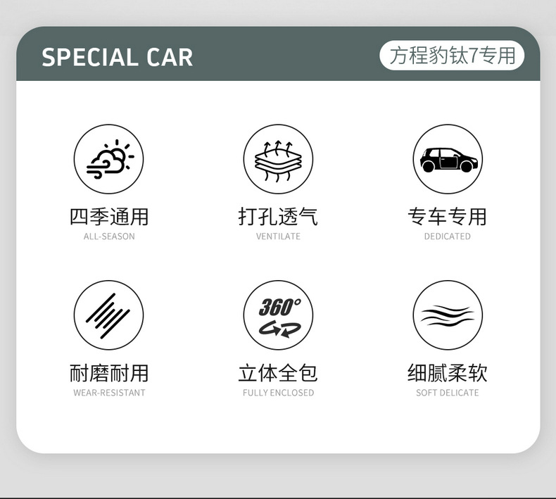 Special car seat cushion for Fangchengbao Titanium 7, full-coverage leather ventilated seat cover, perforated breathable seat cushion for all seasons