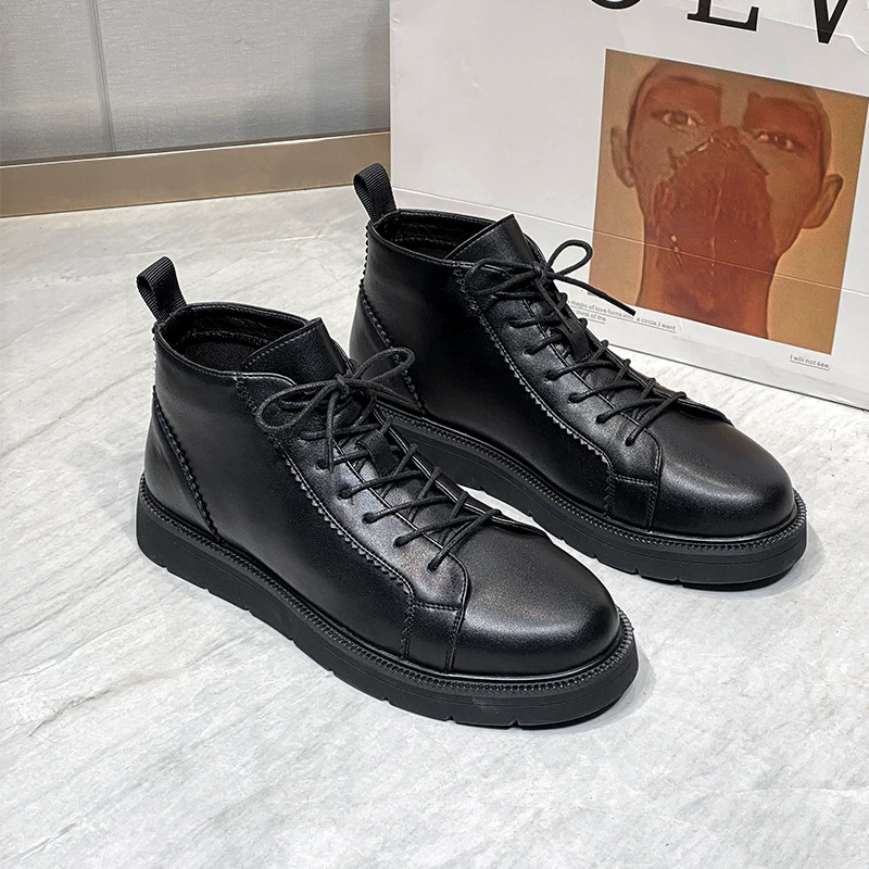2021 мужские однотонные черные ботинки Martin на плоской подошве со шнуровкой спереди D13-Internet знаменитости