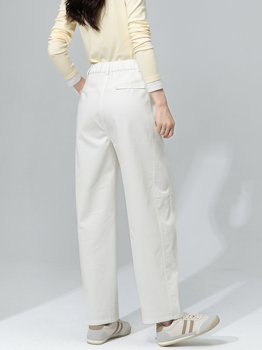 Quần tây nữ ống đứng dáng suông vải Tencel cotton mềm mại, thiết kế 9 phân tôn dáng — Màu trắng