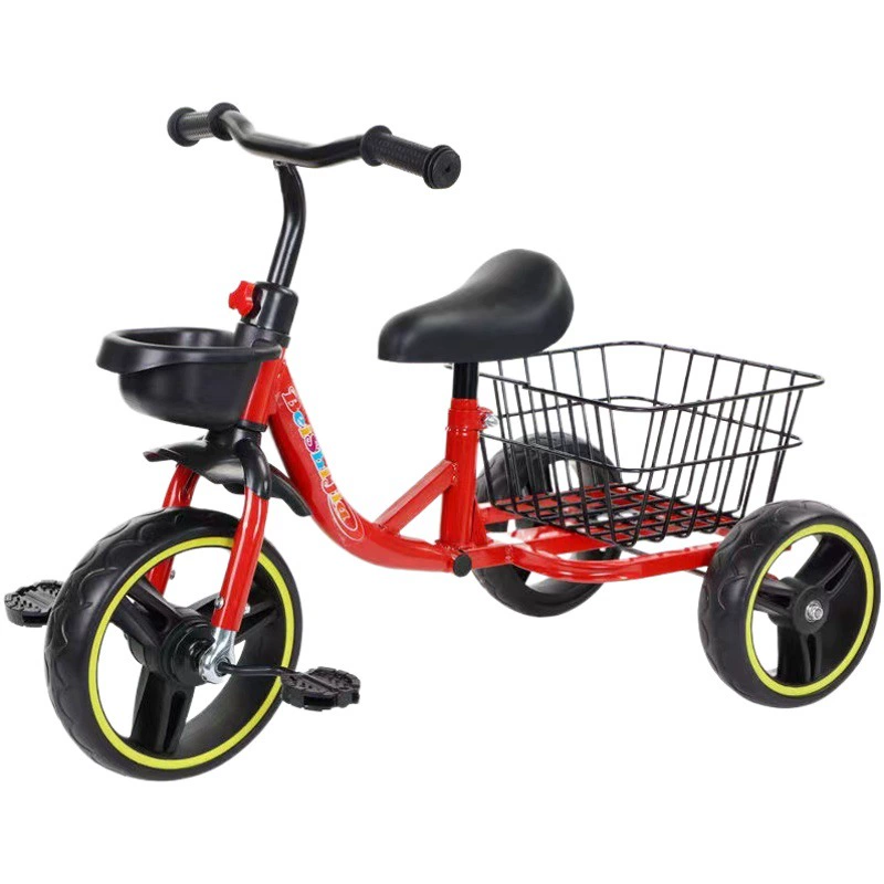 Производители поставляют детский трехколесный велосипед, детский трехколесный велосипед с педалью, маленький желтый автомобиль с задней корзиной, детский трехколесный велосипед