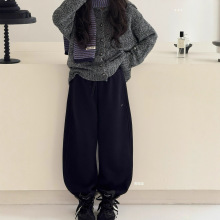 儿童裤子2025深秋冬新品男女童880382中大童刺绣一体绒收口针织裤