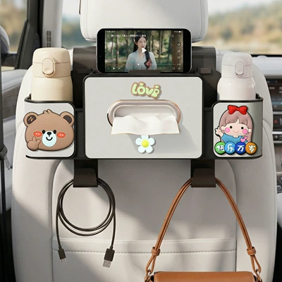 Car tissue box/set – box - happiness-forever-4-in-1-seat-storage-box-4th-generation-white