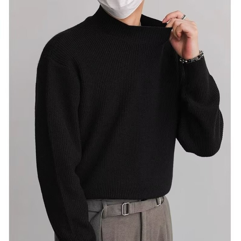 Retro fashionable knitted trend solid color sweater