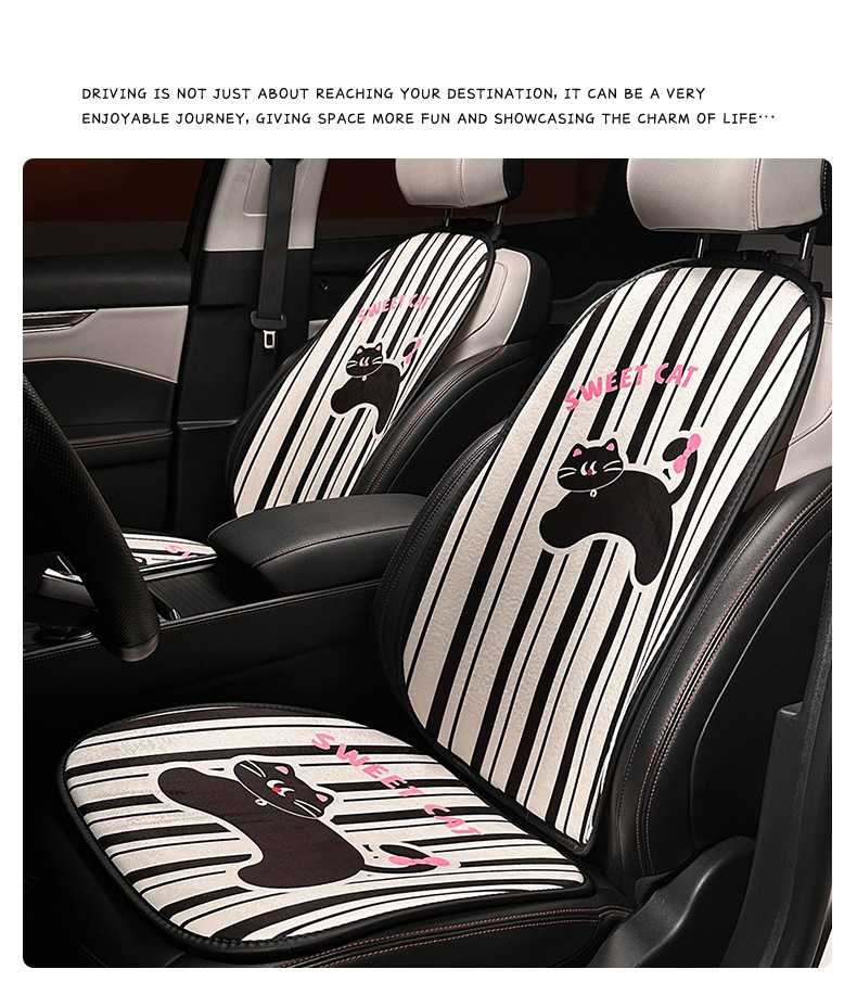 Cartoon Car Seat Cushion, High-End, Cute Cat Car Comfortable Seat Cover, Winter Plush Warm Car Seat Cushion