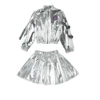 Jacket, mini-skirt, headband, socks
