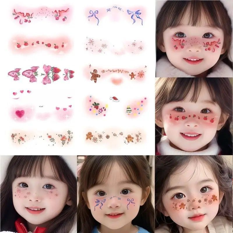 Christmas face stickers transfer easy to remove tattoo stickers snowflake stickers girl blush makeup cute cos tattoo stickers