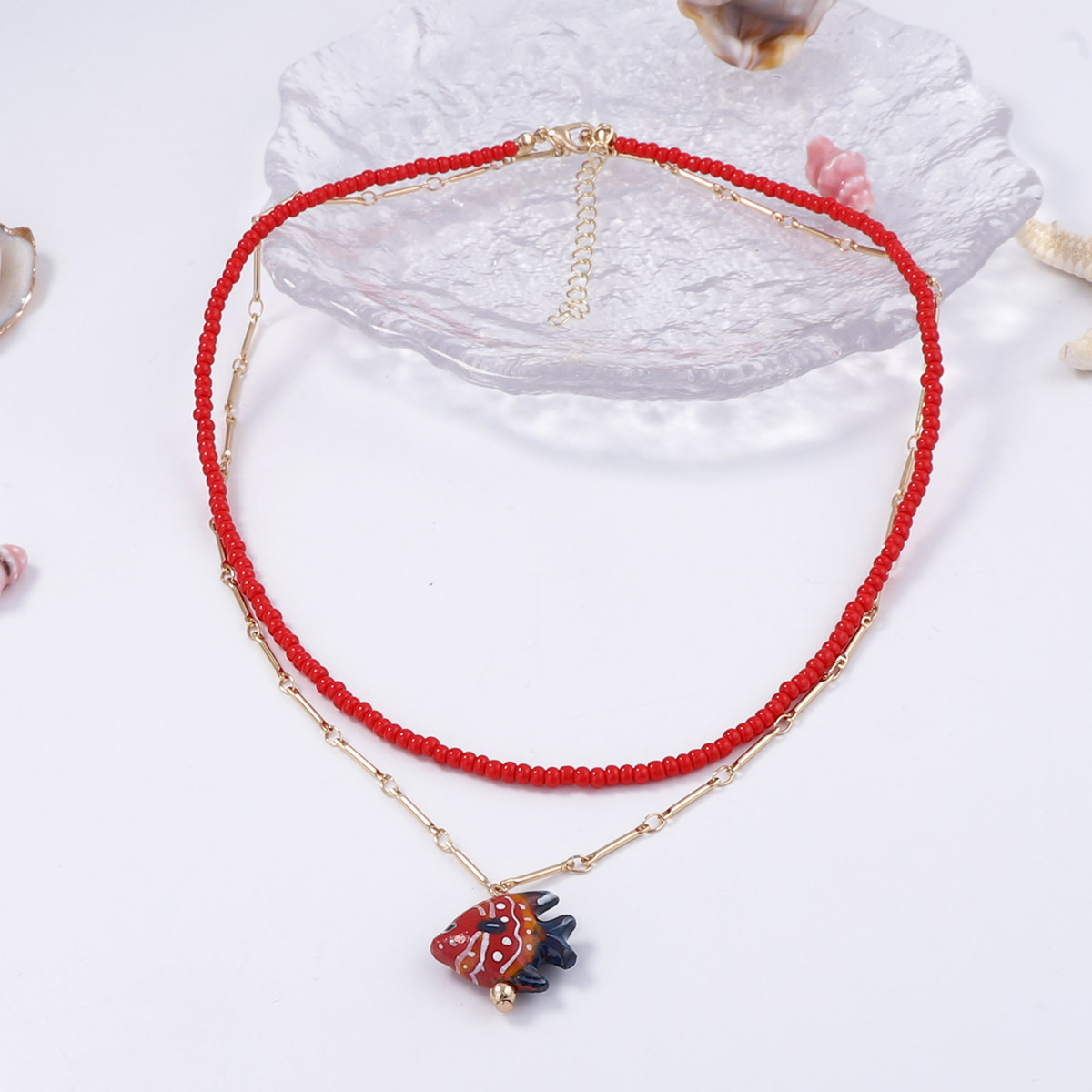 Fish Cute Seed Bead Ceramics Pendant Necklace Wholesale display picture 6