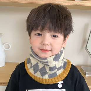 Children's knitted scarf collar autumn and winter thickened warm boys' baby New knitted wool scarf children's collar