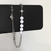 Korean Dadong Gate KVK reflective pearl asymmetric stitching chain temperament with cross shelf diamond necklace women