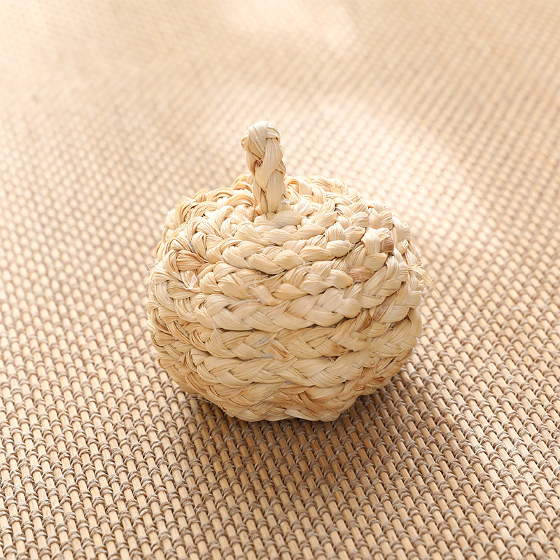 严选草编南瓜球麻花纹圣诞树挂件圣诞节装配饰两种颜色南瓜球批发