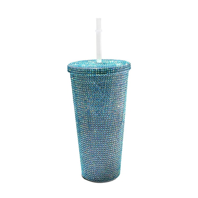 クロスボーダーの新型ダイヤモンド二重冷たい飲み物の杯の高い顔の値の軽い豪華な点のドリルのストローの杯はドリルのダイエットする杯の現物の卸売りを入れます。|undefined