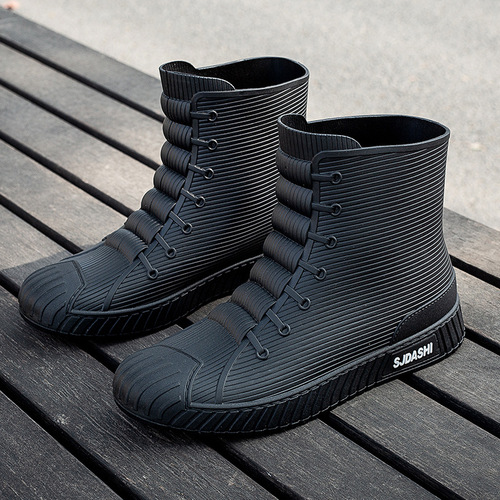 Rain boots for men and women, versatile casual short boots waterproof shoes with fleece insulation, anti-slip, wear-resistant, comfortable to wear outside rain boots for foreign trade 
