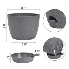 Amazon stylish minimalist side-mounted water-spraying pot desktop green plant plastic round self-watering pot