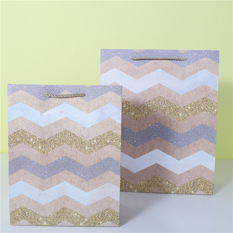 Five-pointed star white card gray paper shopping bag wavy white cowhide gift bag dusted with powder diagonal stripes gift bag