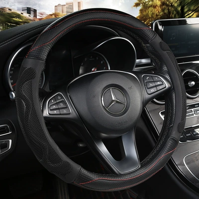 Four Seasons Honeycomb Car Steering Steering wheel cover - all-black-round-38cm
