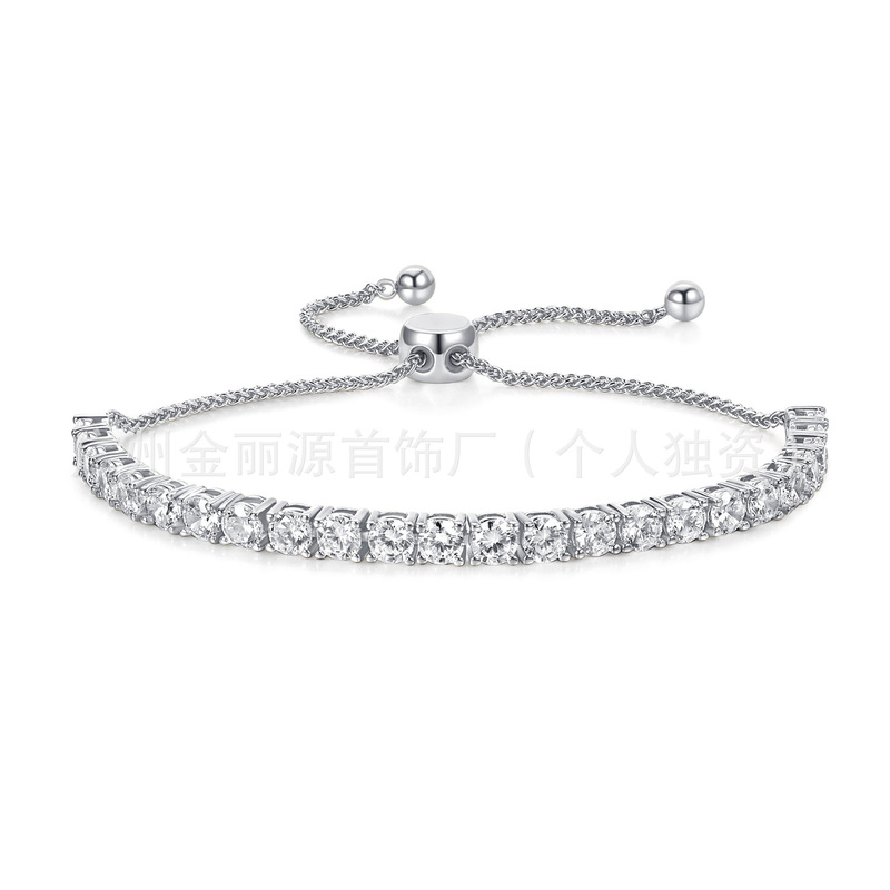 Women's Adjustable Rhinestone Bracelet Zircon Tennis Set Bracelet Cross-Border Hot-Selling Simple Luxury Style Jewelry Wholesale Women's Adjustable Rhinestone Bracelet Zircon Tennis Set Bracelet Cross-Border Hot-Selling Simple Luxury Style Jewelry Wholesale